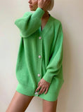 V NECK KNITTED SWEATER CARDIGAN WOMEN