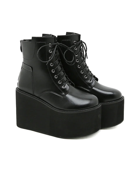 THICK HEEL WATERPROOF PLATFORM SIDE ZIPPER HIGH HEEL BOOTS