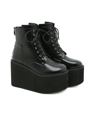 THICK HEEL WATERPROOF PLATFORM SIDE ZIPPER HIGH HEEL BOOTS