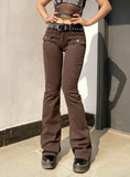 LOW-WAISTED SLIM DENIM TROUSERS JEANS