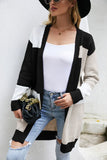LOOSE COLOR MATCHING KNITTED CARDIGAN SWEATER COAT