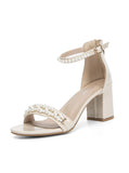 ROMAN THICK RHINESTONES AND PEARLS SANDALS