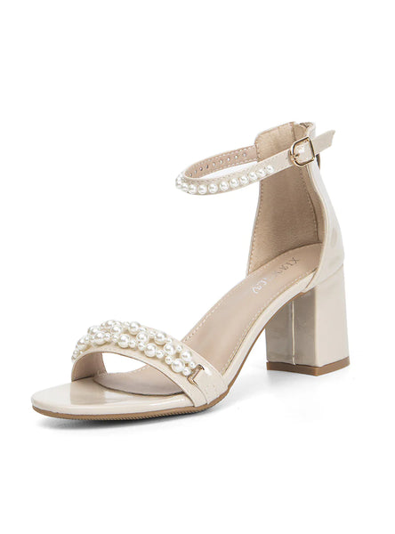 ROMAN THICK RHINESTONES AND PEARLS SANDALS