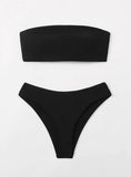 SOLID COLOR TUBE TOP STRAPLESS BIKINI