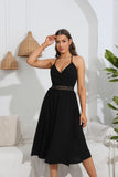 HOLLOW V-NECK STRAPS SPLIT DRESS