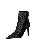 TRANSPARENT MESH HOLLOW LACE BOOTIES