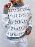 HALF-NECKED CHRISTMAS SNOWFLAKE SWEATER TOP