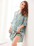 LONG ICE SILK PAJAMAS HOME SLEEPWEAR