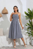 PLAID SUSPENDER CASUAL SWING DRESS