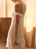 WOMEN LACE GAUZE NIGHTDRESS HOME PAJAMAS