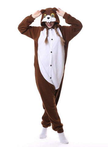 BROWN SQUIRREL ONESIE PAJAMA ANIMAL WOMEN MEN