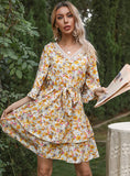 LOUDSPEAKER FLORAL RUFFLED DRESS