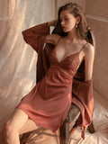 SILK NIGHTDRESS SATIN LACE HOME SUSPENDER SKIRT