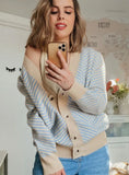 V NECK WOMEN BUTTON BLACK CHRISTMAS TREE CARDIGAN