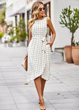 JACQUARD SLEEVELESS VEST LONG DRESS