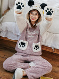 CUTE PURPLE BEAR'S PAW LONG SLEEVE FLANNEL