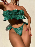 SEXY TUBE TOP RUFFLED BEACH BIKINI