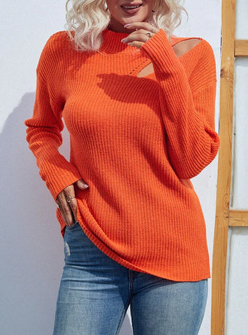 SOLID COLOR HALF-TURTLENECK PULLOVER SWEATER