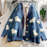 WINTER KNITTED FEMALE CARDIGAN LOOSE STREETWEAR