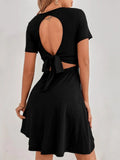 SEXY BACKLESS V-NECK RUFFLED DRESS