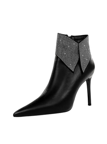 SHINING RHINESTONE THIN POINTED TOES BOOTS