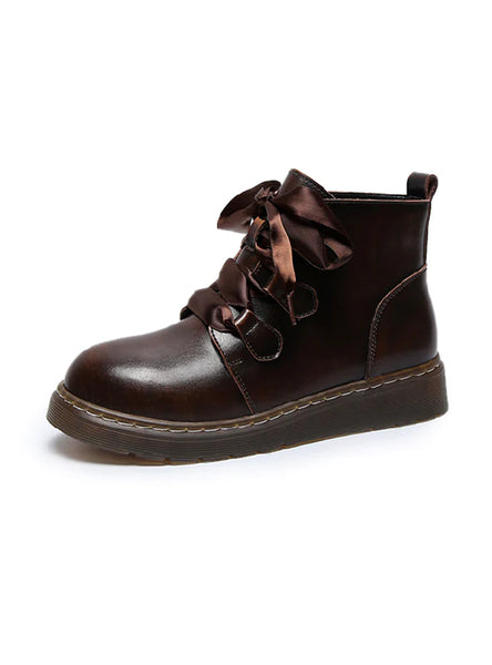 WOMEN LEATHER SHOES BRITISH STYLE BOOTS