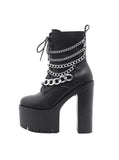 WATERPROOF PLATFORM MOTORCYCLE HIGH HEEL BOOTS