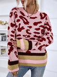 TURTLENECK COLOR-BUMP LEOPARD SWEATER Regular price$39.00