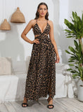 LEOPARD V-NECK SUSPENDER DRESS