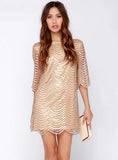 ROUND NECK MINI SEQUINED DRESS