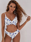 BUTTERFLY PRINT THIN STRAP BEACH BIKINI