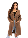 HOODED CARDIGAN LONG LOOSE SWEATER COAT