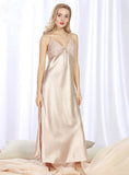 PLUS SIZE SEXY LACE NIGHTGOWN SILK SATIN NIGHTDRESS