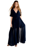 BLUE SEXY DRESS SPLIT V-NECK CUT OUT CASUAL PARTY DRESS