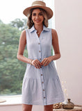 SLEEVELESS LAPEL BUTTON CARDIGAN DRESS