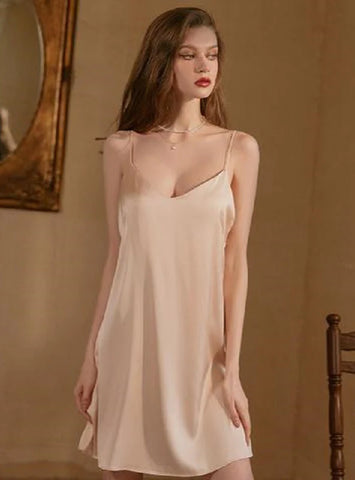SILK SATIN SLUNG HOME ICE SILK NIGHTGOWN