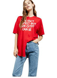 SLEEVE STREET LOOSE O-NECK RED CASUAL T-SHIRT