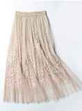 EMBROIDERY A-LINE TUTU LACE MESH SKIRT
