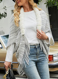 CAPE CARDIGAN FUR COLLAR TASSEL SWEATER