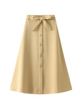 HIGH WAIST BOW TIE BIG SWING SKIRT