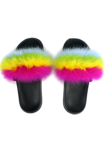 WINTER FLUFFY FUR SLIPPERS WOMEN REAL FOX FUR