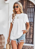 SUMMER HOLLOW SHORT-SLEEVED ROUND NECK SHIRT
