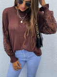 HOLLOW SHIRT PETAL SLEEVE SWEATER