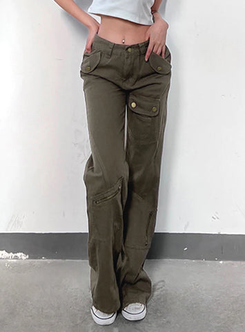 ASYMMETRIC POCKET LOOSE STRAIGHT JEANS