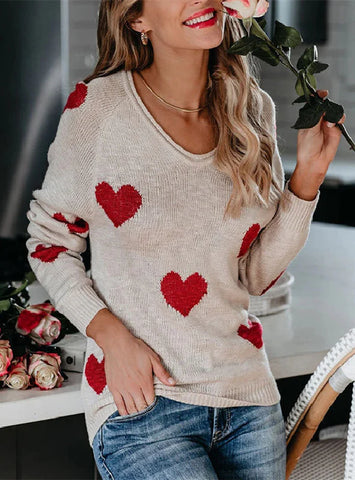 LOOSE LOVE V-NECK PULLOVER LONG SLEEVE SWEATER