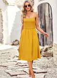 SOLID COLOR SUSPENDER DRESS