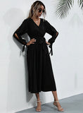MID-LONG LACE-UP WAIST DRESS