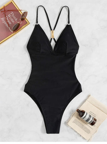 HOLLOW ONE-PIECE BACKLESS BIKINI