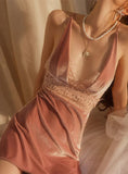 VELVET CROSSED BACKLESS BACK NIGHTGOWN