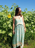 FASHION WOMEN PRINT SPAGHETTI MIDI DRESS